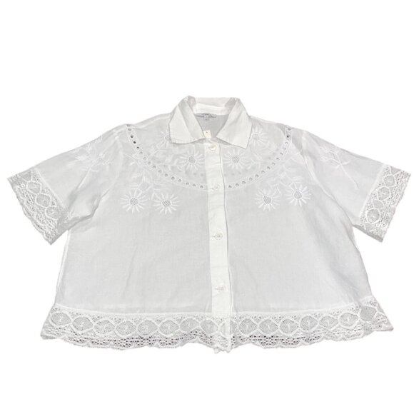 NWT Madewell Sz XL White Embroidered Lace Button-Up Shirt NV206 - Picture 4 of 12
